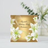 Elegant gouden witte bloem verjaardagsfeest kaart (Staand voorkant)