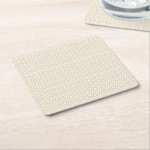 Elegant gouden witte driehoekig geometrisch patroo kartonnen onderzetters