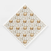 Elegant gouden & witte kerstballen patroon servet (Hoek)