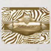 Elegant gouden Zebra 50e verjaardagsfeest Kaart (Voorkant / Achterkant)