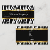 Elegant Gouden Zebra Zwart Wit Zilver  Visitekaartje (Voorkant / Achterkant)