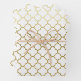 Elegant Gouden Zeshoek Abstract Patroon Bruiloft Inpakpapier Vel