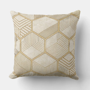 Elegant Gouden Zeshoek Geometrisch Patroon - Marme Kussen