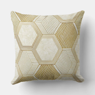 Elegant Gouden Zeshoek Geometrisch Patroon - Marme Kussen