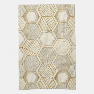 Elegant Gouden Zeshoek Geometrisch Patroon - Marme Theedoek