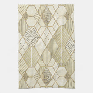 Elegant Gouden Zeshoek Geometrisch Patroon - Marme Theedoek
