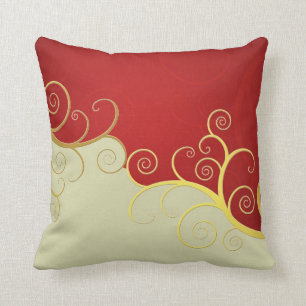 Elegant gouden zeugen op rood en crème kussen