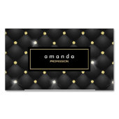 Elegant gouden zwart glinsterende glitter monogram magnetisch visitekaartje (Voorkant)