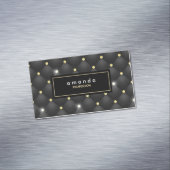 Elegant gouden zwart glinsterende glitter monogram magnetisch visitekaartje (Voorbeeld)