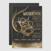 Elegant Gouden Zwart Maskerade Verjaardagsfeest Magnetische Uitnodiging (Voorkant / Achterkant)