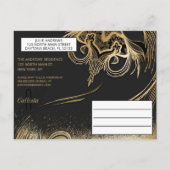 Elegant Gouden Zwart Maskerade Verjaardagsfeest Uitnodiging Briefkaart (Achterkant)