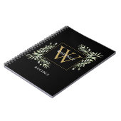Elegant gouden zwart monogram groen recept notitieboek (Linkerzijde)