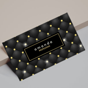 Elegant gouden zwarte glinsterende glitter monogra magnetisch visitekaartje