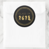 Elegant Gouden Zwarte Klasse van 2025 Afstuderen Ronde Sticker (Tas)