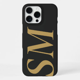 Elegant Gouden Zwarte Krachtige Initiaal Monogram iPhone 16 Pro Max Hoesje