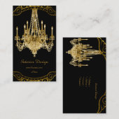 Elegant gouden zwarte kroonluchter interieurontwer visitekaartje (Voorkant / Achterkant)