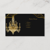 Elegant gouden zwarte kroonluchter interieurontwer visitekaartje (Achterkant)