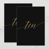 Elegant Gouden & Zwarte Tafel Tien Tafelnummer (Voorkant / Achterkant)