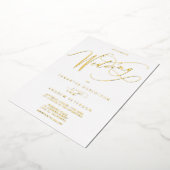 Elegant goudenwitte minimalistische kalligrafie br folie uitnodiging (Gedraaid)