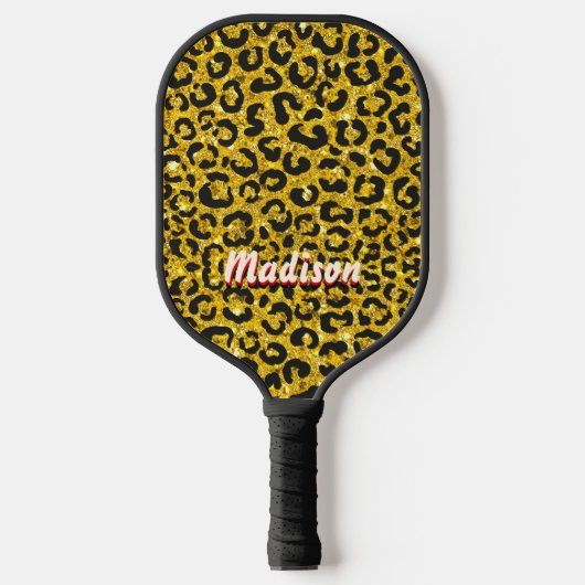 Elegant goudfaux glitter animal print 3D Monogram Pickleball Paddle (Voorkant)