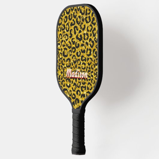 Elegant goudfaux glitter animal print 3D Monogram Pickleball Paddle (Links)