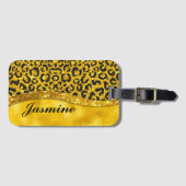Elegant goudfaux glitter Animal print Monogram Bagagelabel (Voorkant (horizontaal))