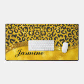 Elegant goudfaux glitter Animal print Monogram Bureaumat (Keyboard & Muis)