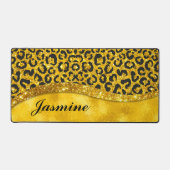 Elegant goudfaux glitter Animal print Monogram Bureaumat (Voorkant)