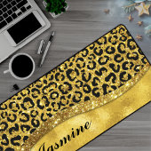Elegant goudfaux glitter Animal print Monogram Bureaumat