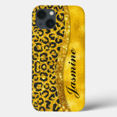 Elegant goudfaux glitter Animal print Monogram Case-Mate iPhone Case (Achterkant)
