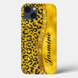 Elegant goudfaux glitter Animal print Monogram Case-Mate iPhone Case