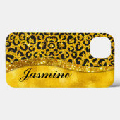 Elegant goudfaux glitter Animal print Monogram Case-Mate iPhone Case (Achterkant (horizontaal))