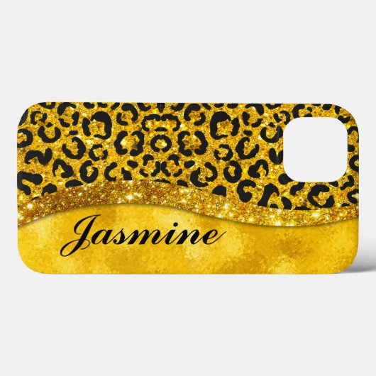 Elegant goudfaux glitter Animal print Monogram Case-Mate iPhone Case (Achterkant (horizontaal))