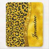 Elegant goudfaux glitter Animal print Monogram Muismat (Voorkant)