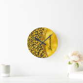 Elegant goudfaux glitter Animal print Monogram Ronde Klok (Huis)