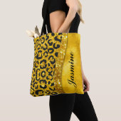 Elegant goudfaux glitter Animal print Monogram Tote Bag (Dichtbij)