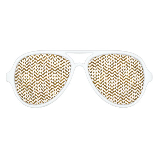 Elegant goudfaux glitter chevron patroon aviator zonnebril (Voorkant)