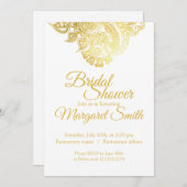 Elegant goudflorale bruddoucheuitnodiging kaart (Voorkant / Achterkant)