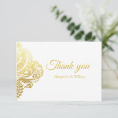 Elegant goudflorje dank je kaart (Staand voorkant)