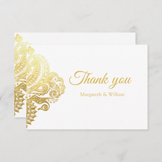 Elegant goudflorje dank je kaart (Voorkant / Achterkant)