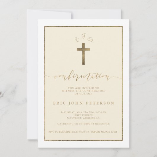 Elegant goudfolie, bevestiging monogram kaart (Voorkant)