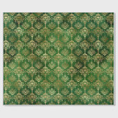 Elegant goudfolie en groen  damtpatroon cadeaupapier (Vlak)