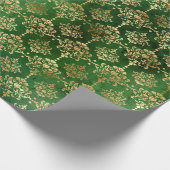 Elegant goudfolie en groen  damtpatroon cadeaupapier (Hoek)