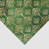 Elegant goudfolie en groen  damtpatroon tissuepapier (Detail)