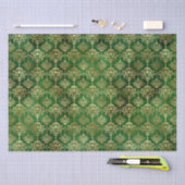 Elegant goudfolie en groen  damtpatroon tissuepapier (Craft)
