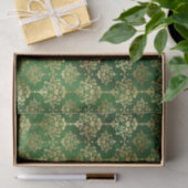 Elegant goudfolie en groen  damtpatroon tissuepapier (Geschenk)