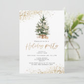 Elegant goudfolie feestdag uitnodiging (Staand voorkant)