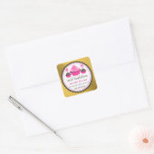 Elegant goudfolie look roze cupcake cake Poppen Vierkante Sticker (Envelop)