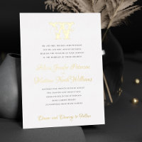 Elegant goudfolie monogram officiële bruiloft