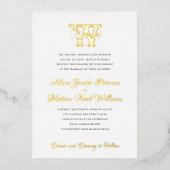 Elegant  goudfolie monogram officiële bruiloft folie uitnodiging (Voorkant)